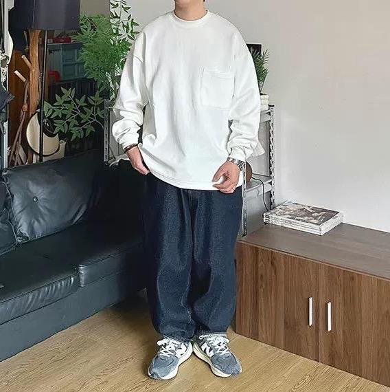 日系彎刀錐形牛仔褲(3色)