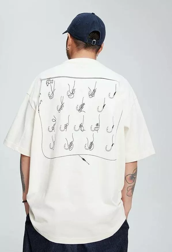 夏季魚鉤設計T恤(3色)