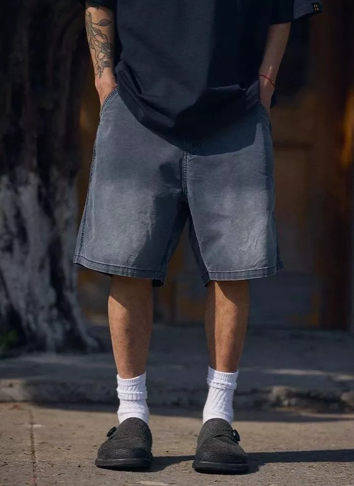 水洗作舊工裝短褲
