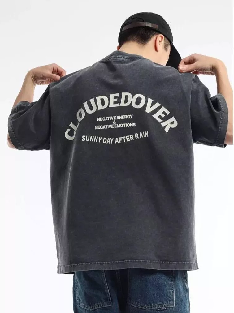 美式字母水洗短袖T恤(2色)