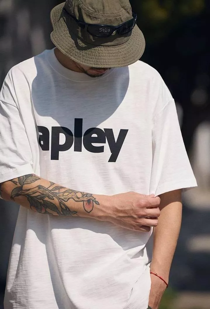 竹節棉279g印花字母短袖T恤(2色)