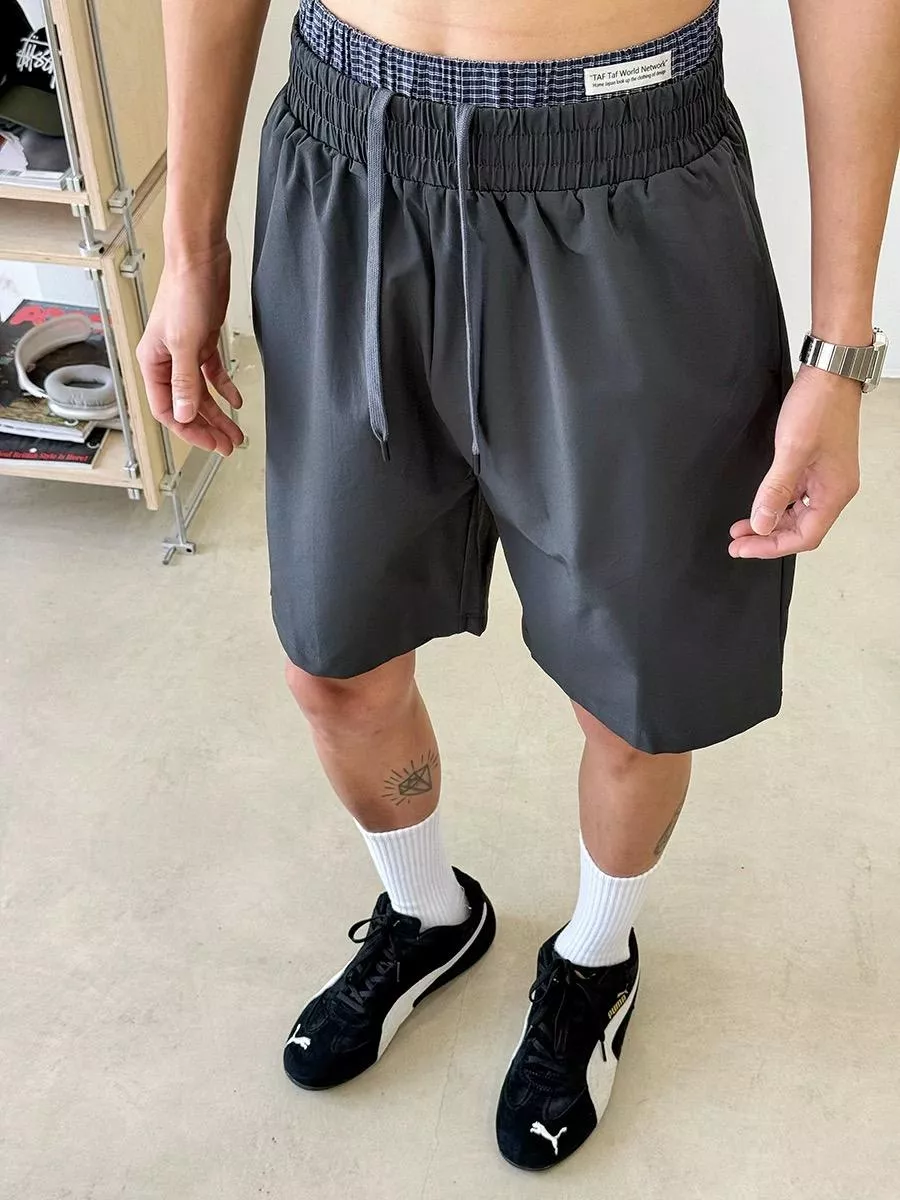 假兩件透氣休閒短褲(2色)