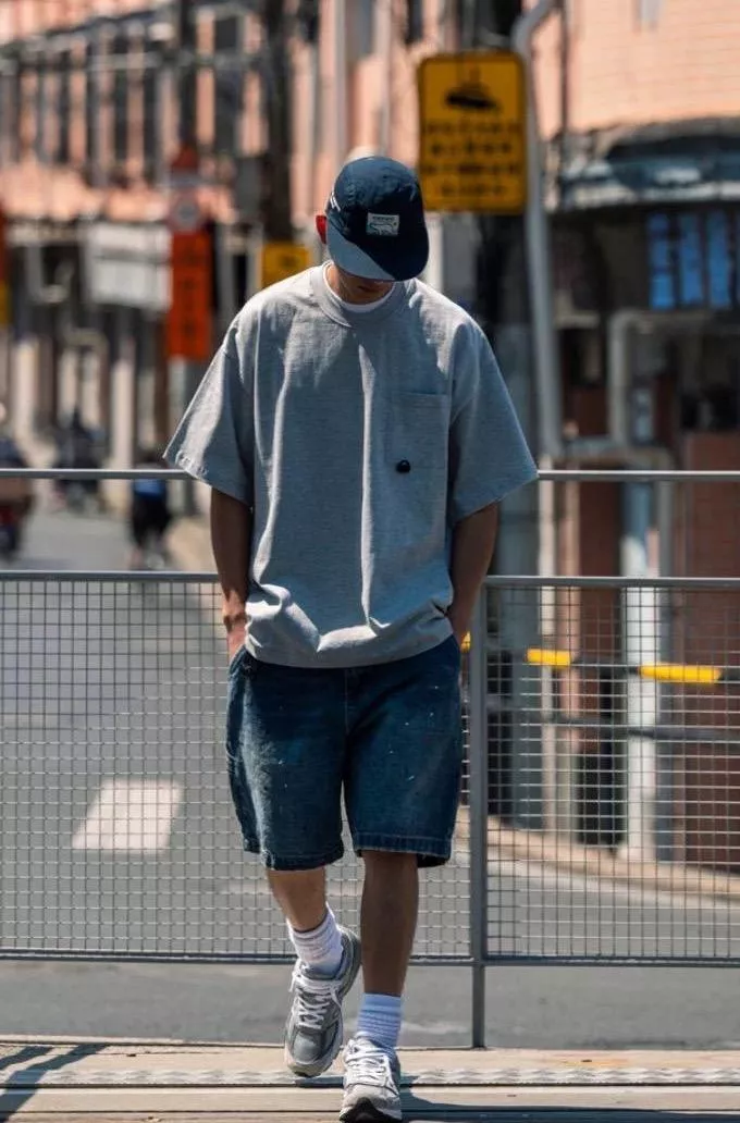 潑漆工裝牛仔短褲