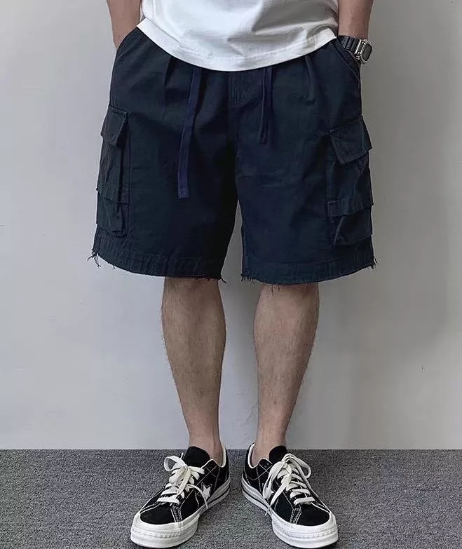 美式微毛邊破壞短褲(2色)