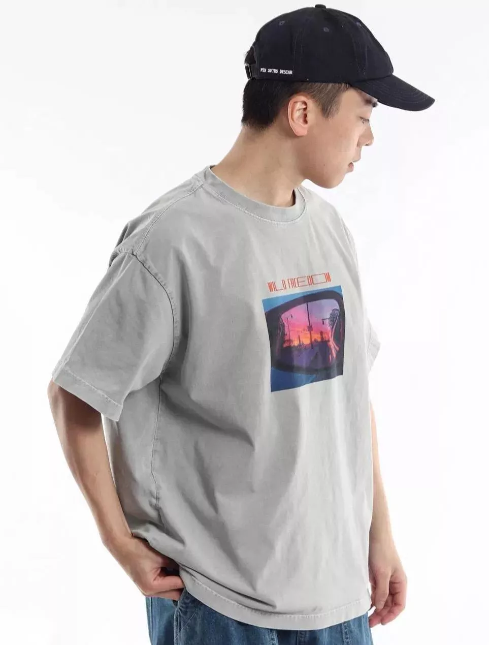 水洗作舊手繪感T恤(2色)