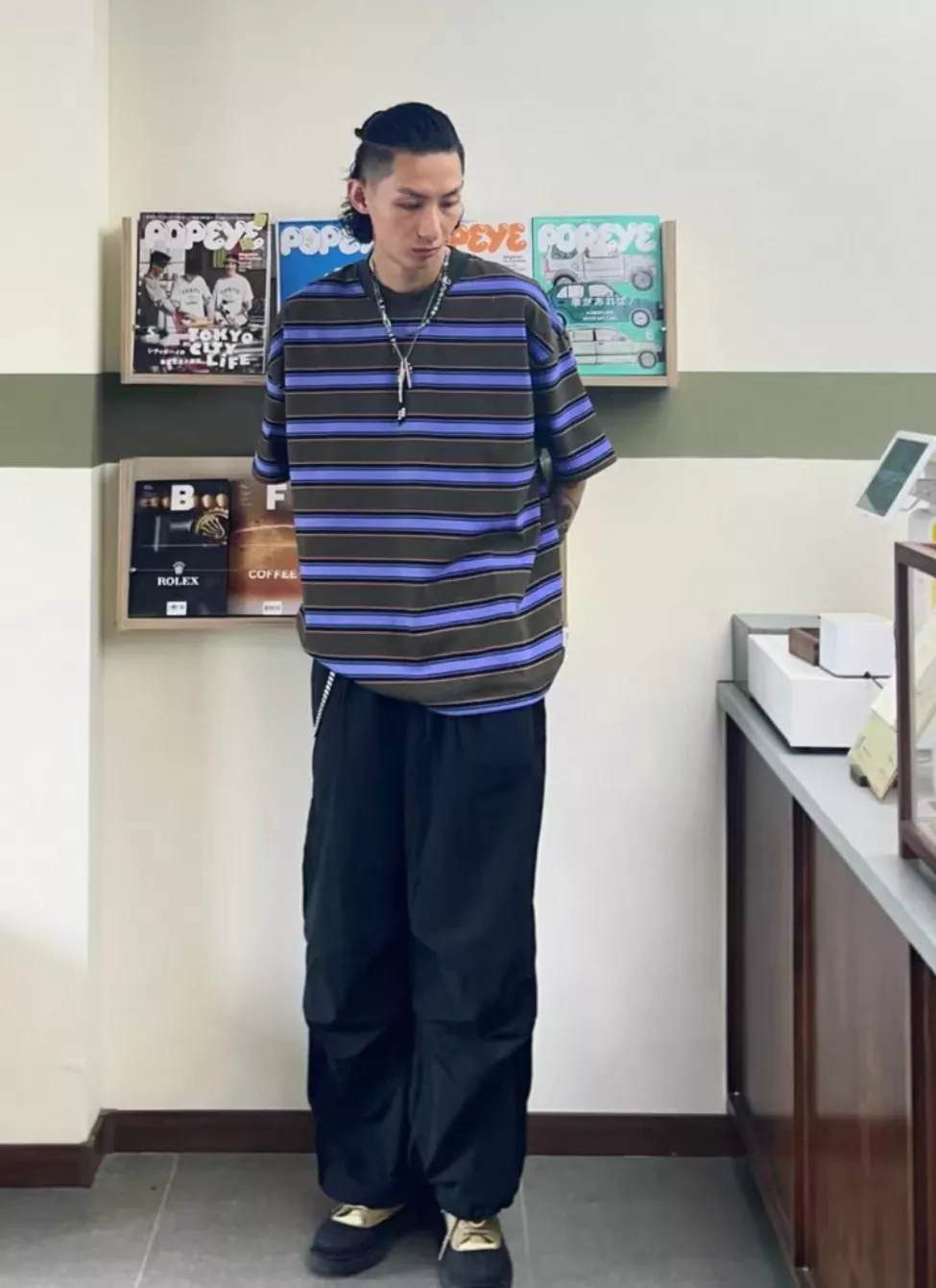 美式寬鬆條紋t恤