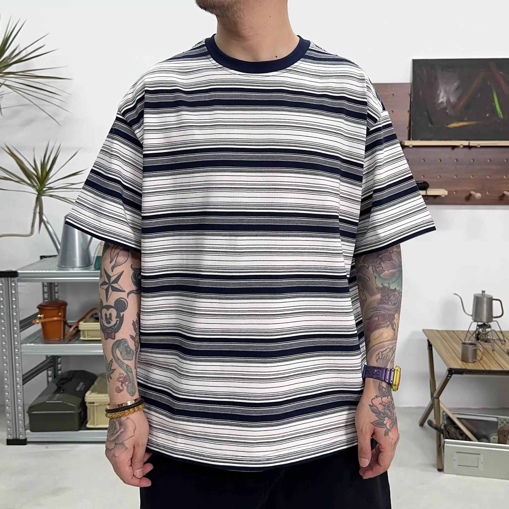 休閒條紋330g上衣(2色)