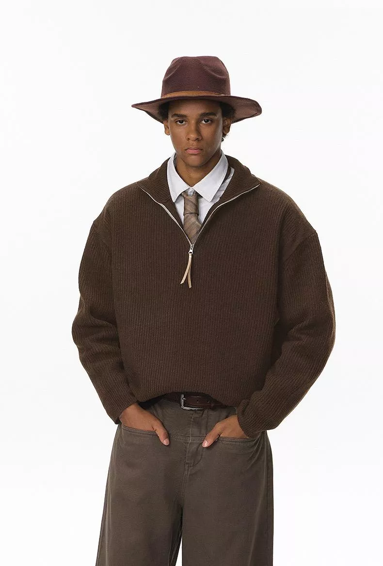 慵懶系列半拉鍊高領毛衣(6色)