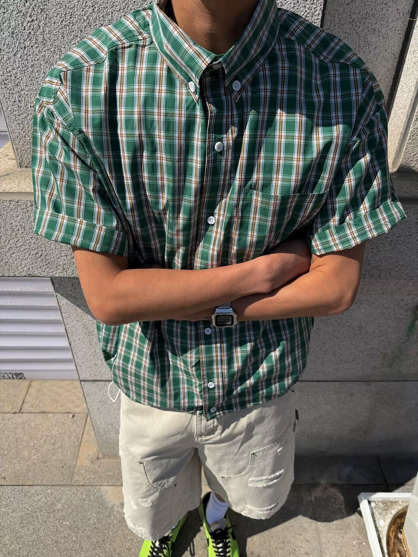 美式格紋短襯衫