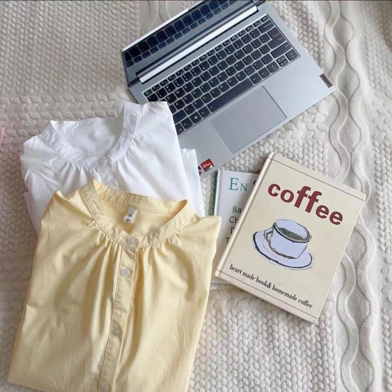 氣質 雪紡上衣 日常穿搭 秋款襯衫 韓系 學生襯衫 女裝 長袖上衣 顯瘦 休閒百搭襯衣 不易撞款 雪紡衫上衣