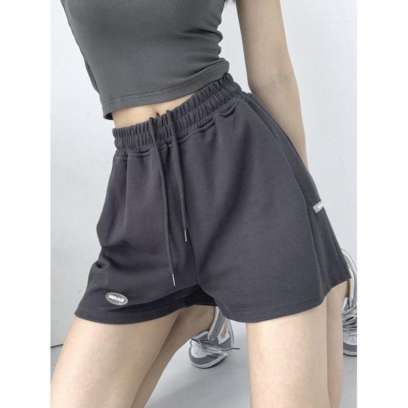 chic風 寬鬆短褲 洋氣 女士短褲 學院風 百搭闊腿褲短褲 原宿風 闊腿褲熱褲 新款 百搭學院風寬松運動褲