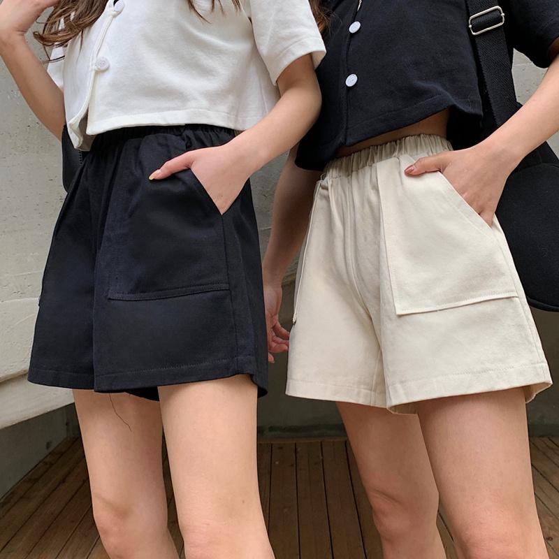 寬鬆顯瘦慵懶風 夏季薄款透氣短褲 chic風 女生夏季寬鬆短褲 青春 學生短褲 顯瘦 褶邊短褲 正韓