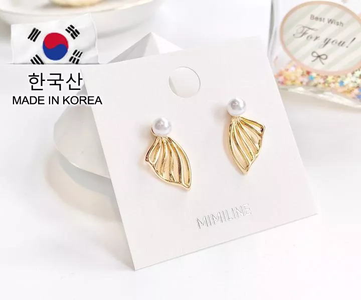 韓國 MINILINE 珍珠魚尾耳環