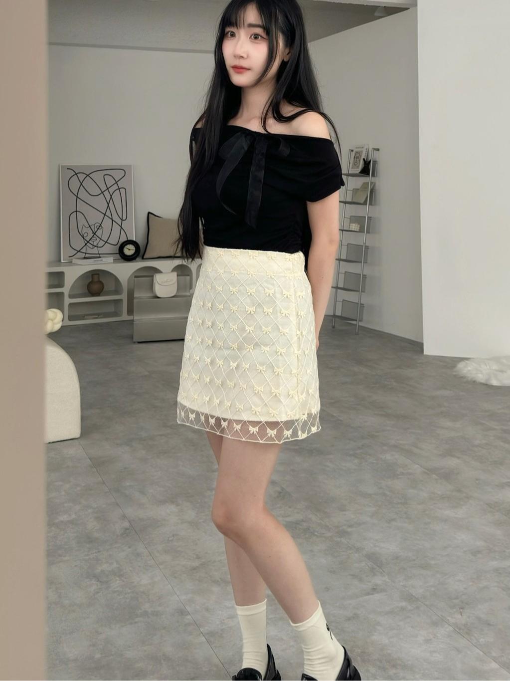 CLMA♡｜🇰🇷Korea 別緻的妳 ♥ 交叉網紗蝴蝶結雙層短裙