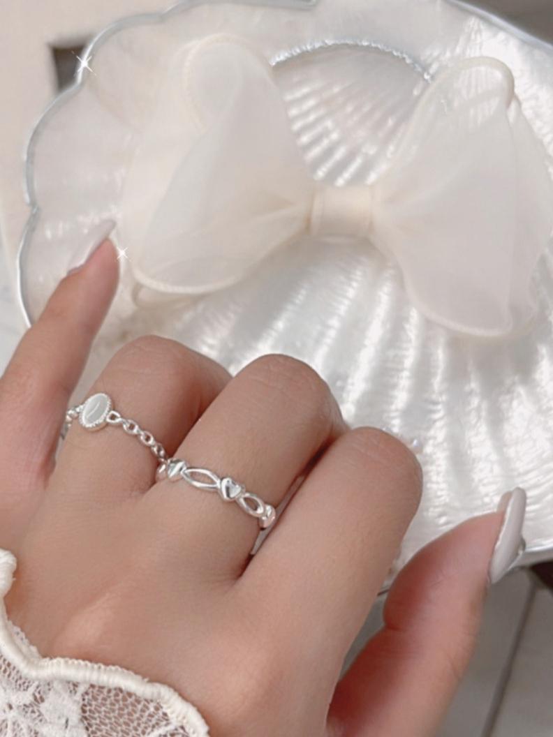 CLMA♡｜🇰🇷 Korea  Glittering 鏤空鑲邊貓眼石純銀戒指