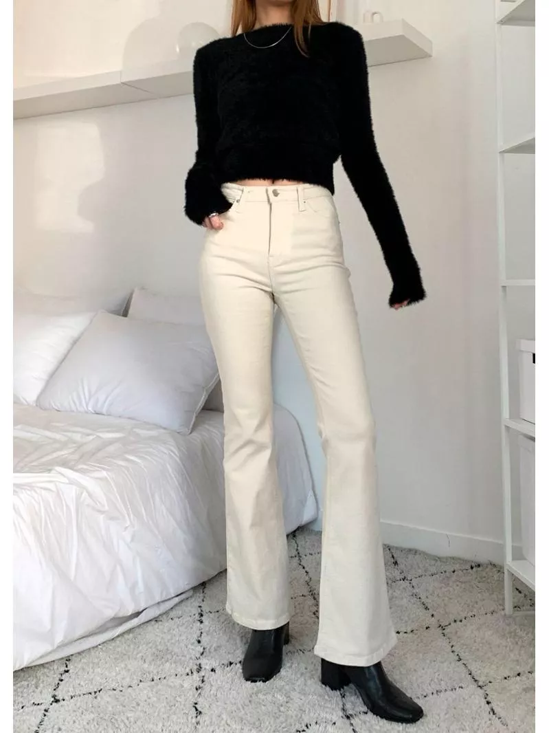 CLMA♡｜🇰🇷Korea 午後暖陽  高腰喇叭厚實奶油白褲