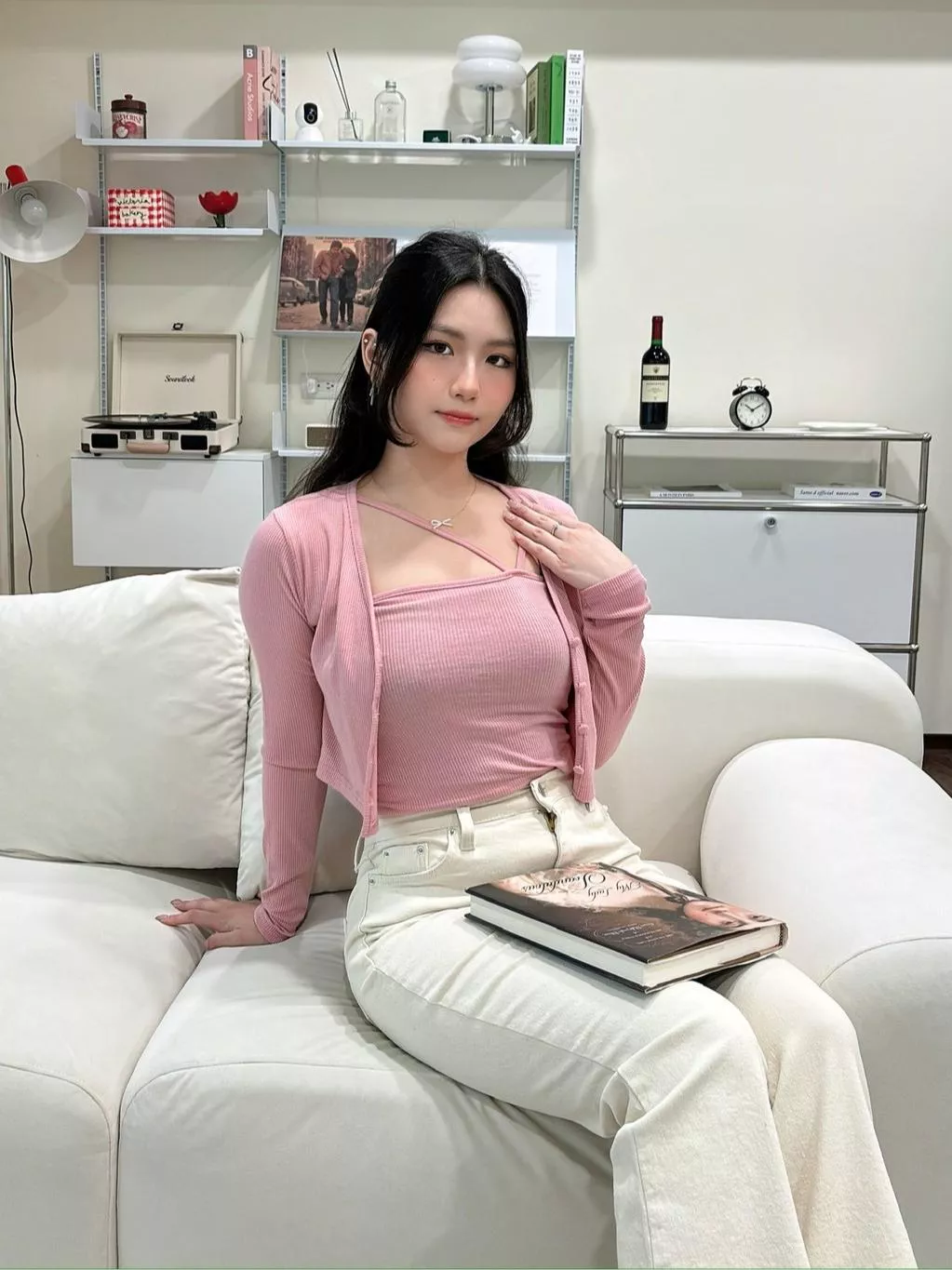 CLMA♡｜🇰🇷Korea 莓果派對  特殊斜肩設計吊帶 Set - 莓粉/石黑