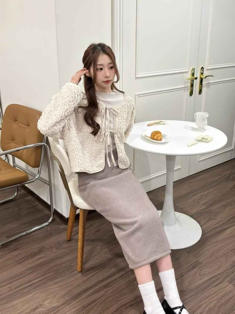 CLMA♡｜🇰🇷Korea 香緹大道   厚磅磨毛後開衩鬆緊長裙