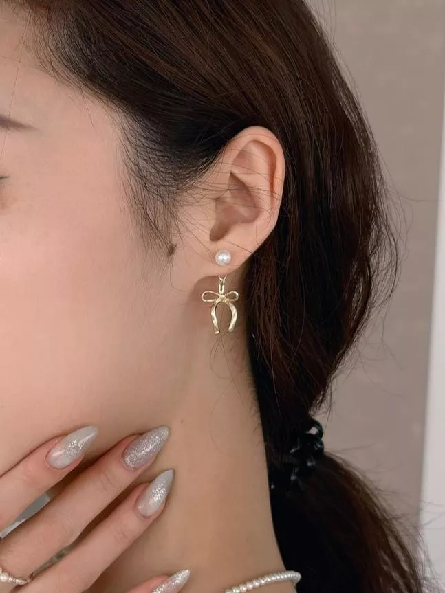 CLMA♡｜🇰🇷 Korea  Lovesick 珍珠後釦蝴蝶結純銀耳針