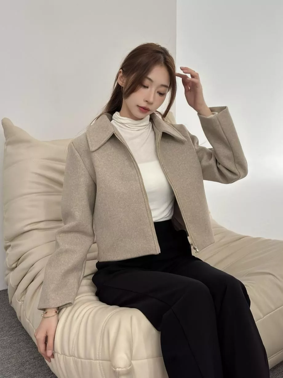 CLMA♡｜🇰🇷Korea 午後咖啡香  翻領磨毛厚實拉鍊外套