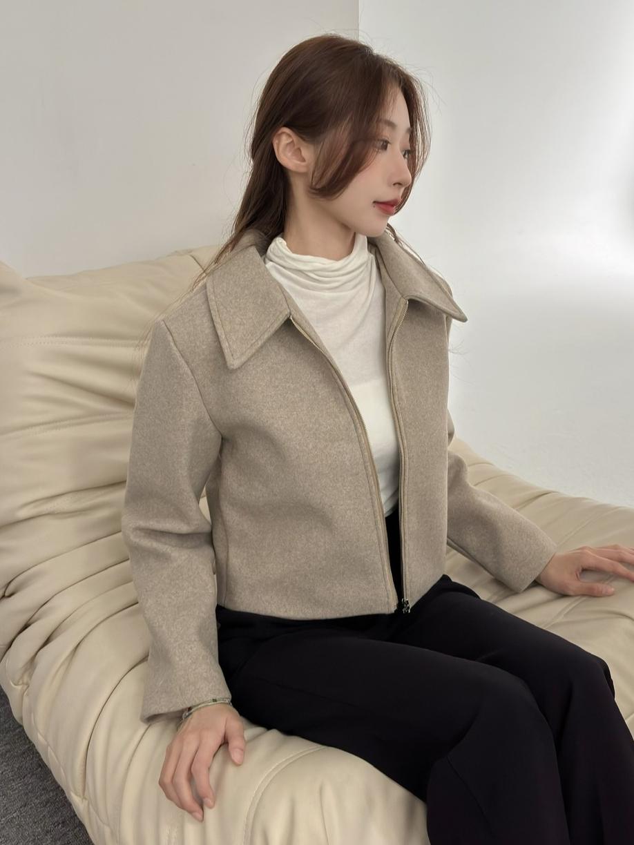CLMA♡｜🇰🇷Korea 午後咖啡香  翻領磨毛厚實拉鍊外套
