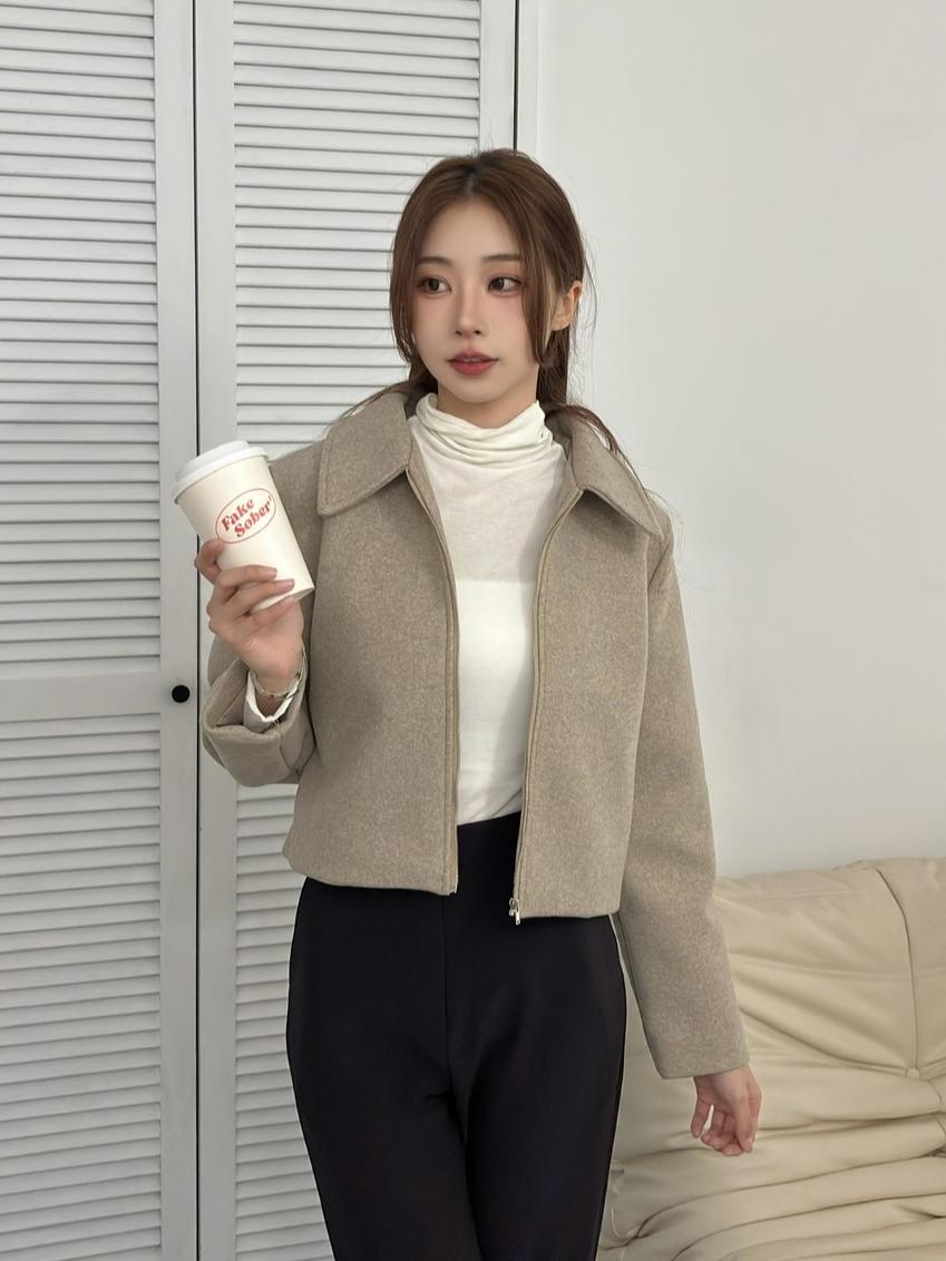 CLMA♡｜🇰🇷Korea 午後咖啡香  翻領磨毛厚實拉鍊外套