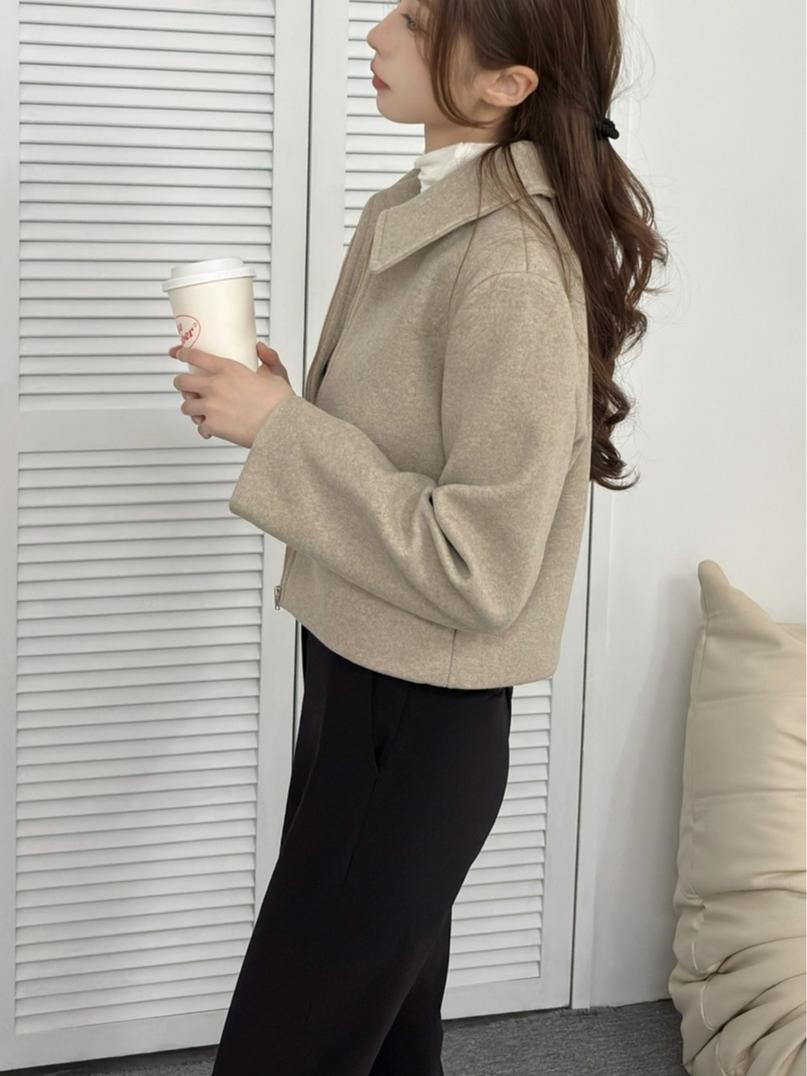 CLMA♡｜🇰🇷Korea 午後咖啡香  翻領磨毛厚實拉鍊外套