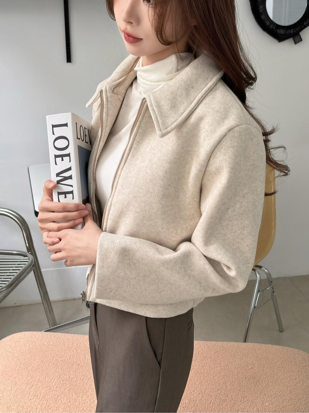 CLMA♡｜🇰🇷Korea 午後咖啡香  翻領磨毛厚實拉鍊外套