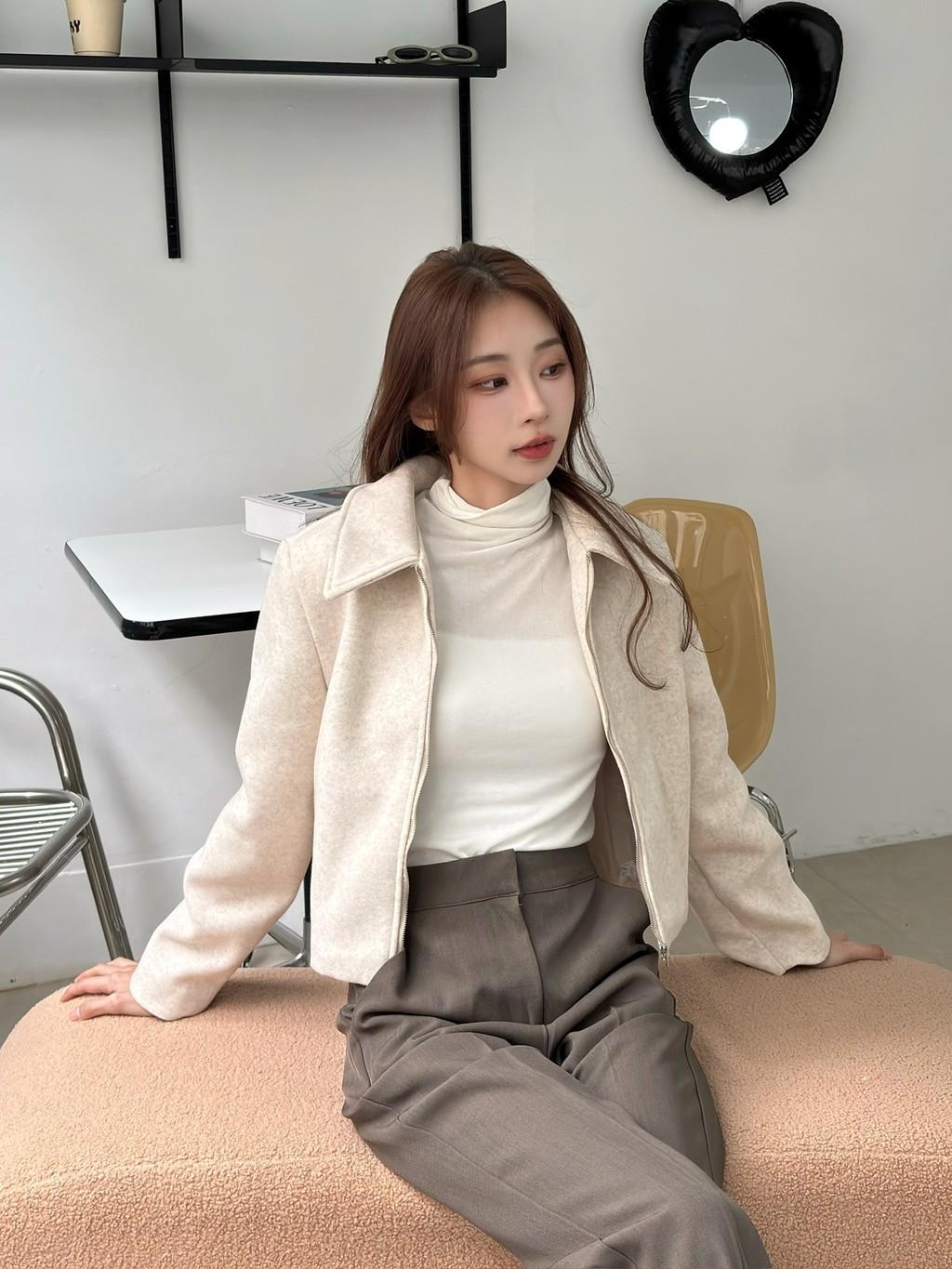 CLMA♡｜🇰🇷Korea 午後咖啡香  翻領磨毛厚實拉鍊外套
