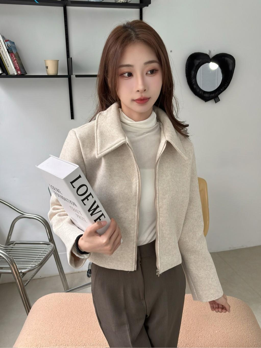 CLMA♡｜🇰🇷Korea 午後咖啡香  翻領磨毛厚實拉鍊外套