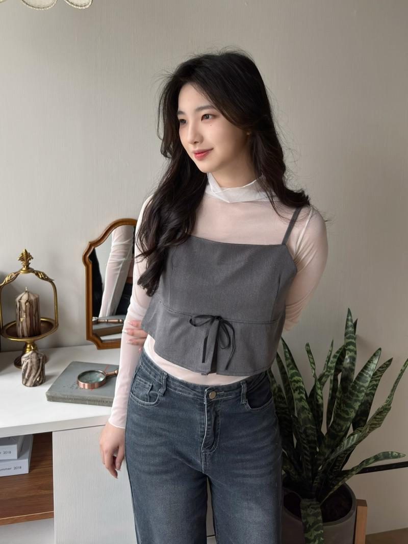 CLMA♡｜🇰🇷Korea 側拉鍊綁結傘擺吊帶背心