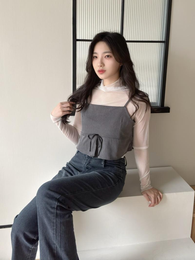 CLMA♡｜🇰🇷Korea 側拉鍊綁結傘擺吊帶背心