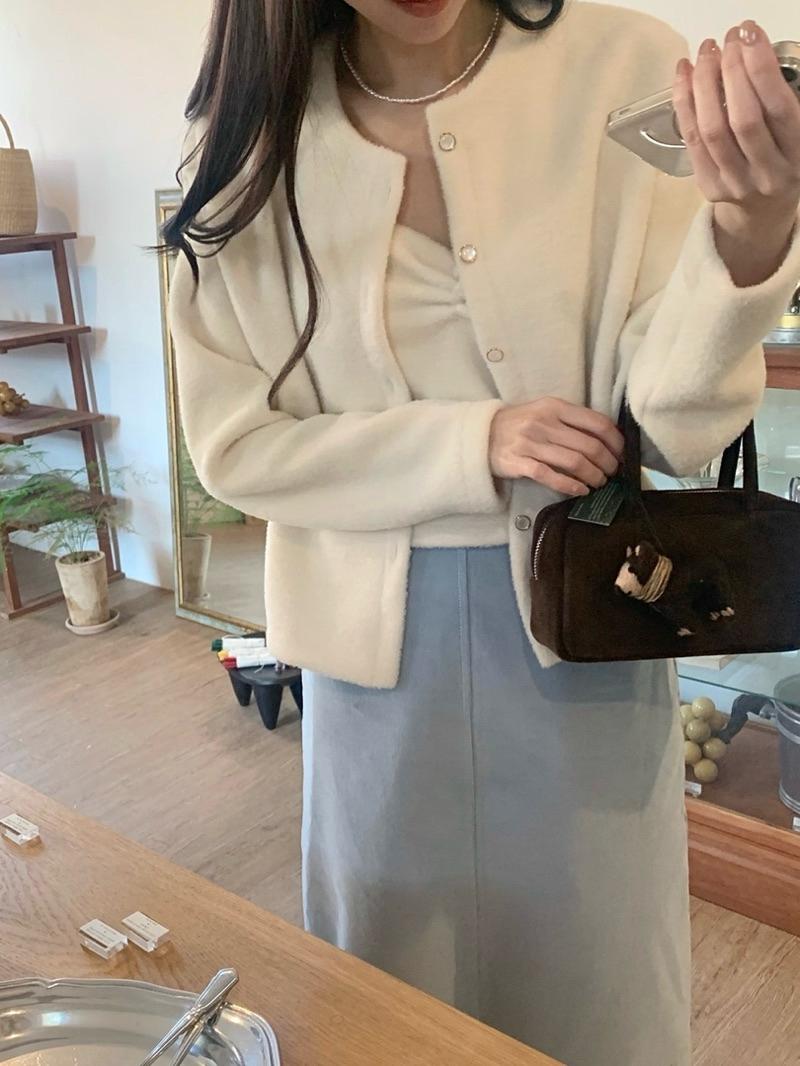 CLMA♡｜🇰🇷Korea 塞納河畔   毛絨絨軟綿吊帶外套Set