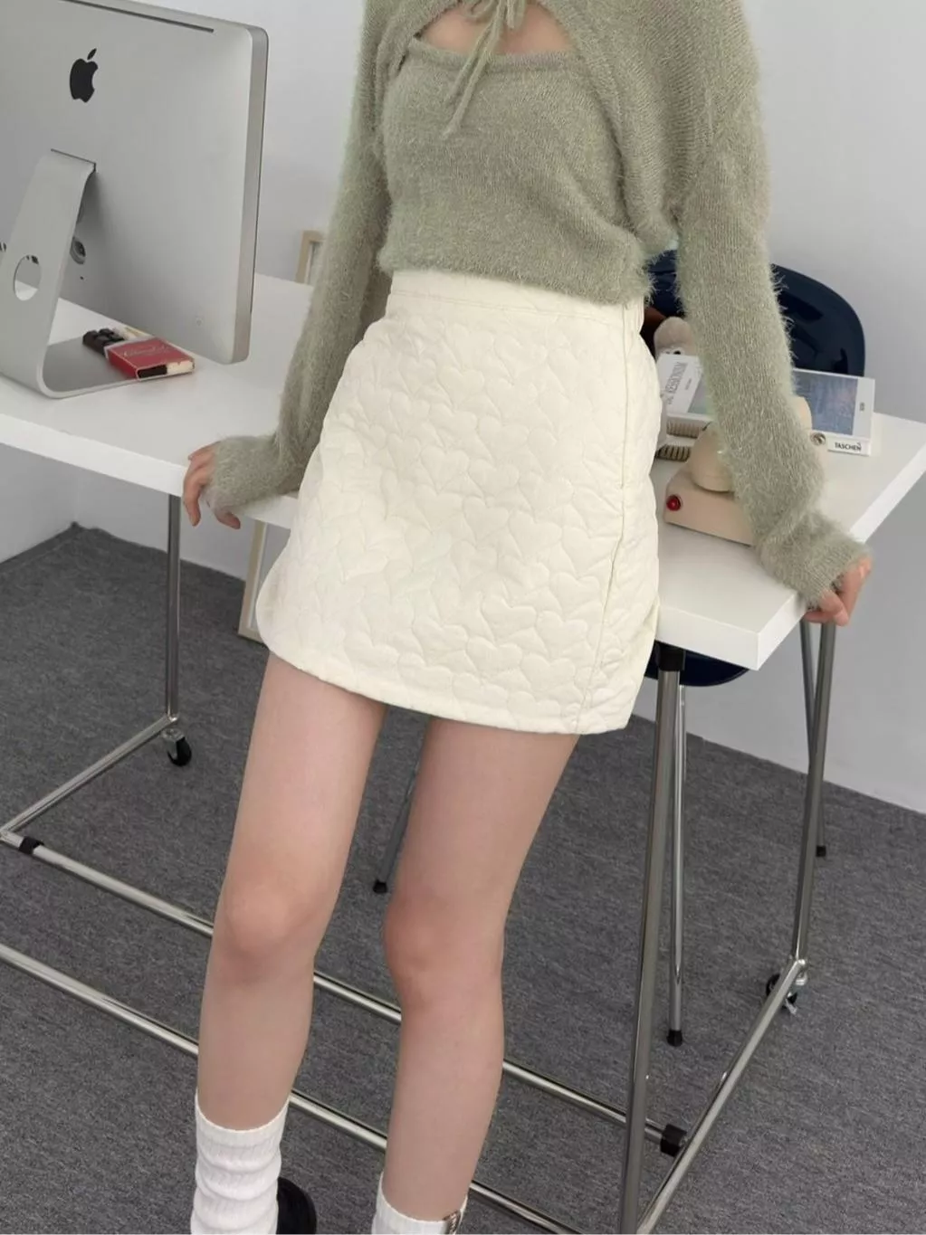 CLMA♡｜🇰🇷Korea 心型圈 | 後鬆緊絎縫愛心短裙