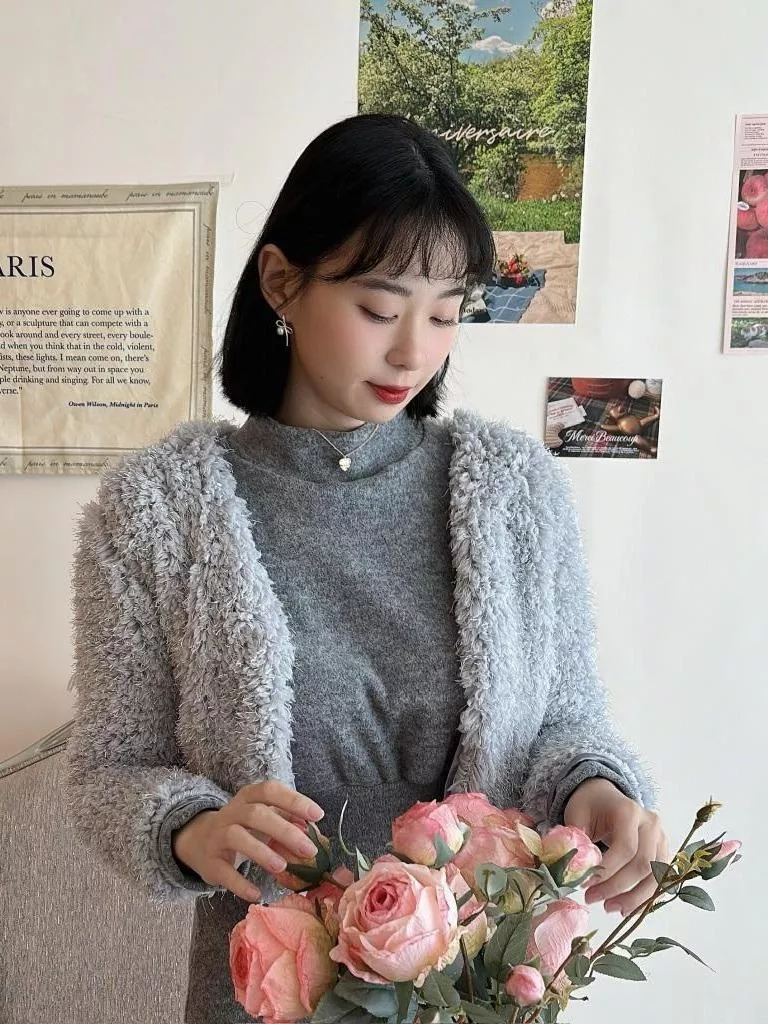 CLMA♡｜🇰🇷Korea 凡爾賽玫瑰  千金感羊羔絨無釦外套