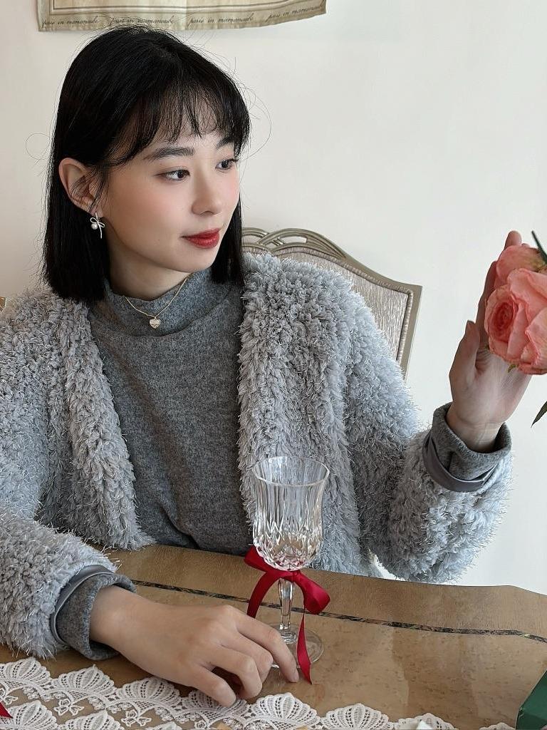 CLMA♡｜🇰🇷Korea 凡爾賽玫瑰  千金感羊羔絨無釦外套