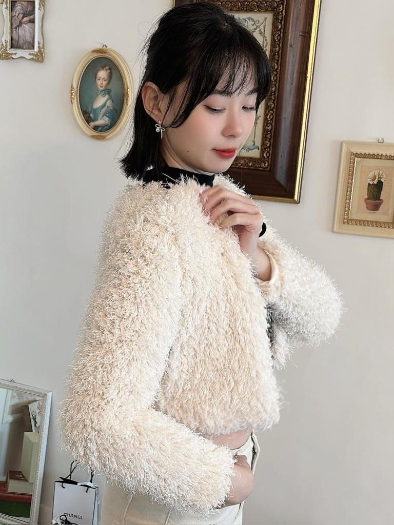 CLMA♡｜🇰🇷Korea 凡爾賽玫瑰  千金感羊羔絨無釦外套
