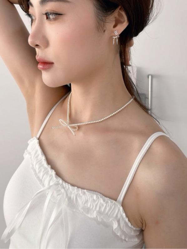 CLMA♡｜ 🇰🇷 Korea  Treasure you 珍珠蝴蝶結鎖骨鏈