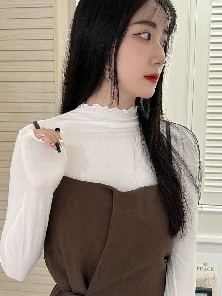 CLMA♡｜🇰🇷 Korea 軟軟QQ！木耳邊微高領內搭打底上衣 - 三色
