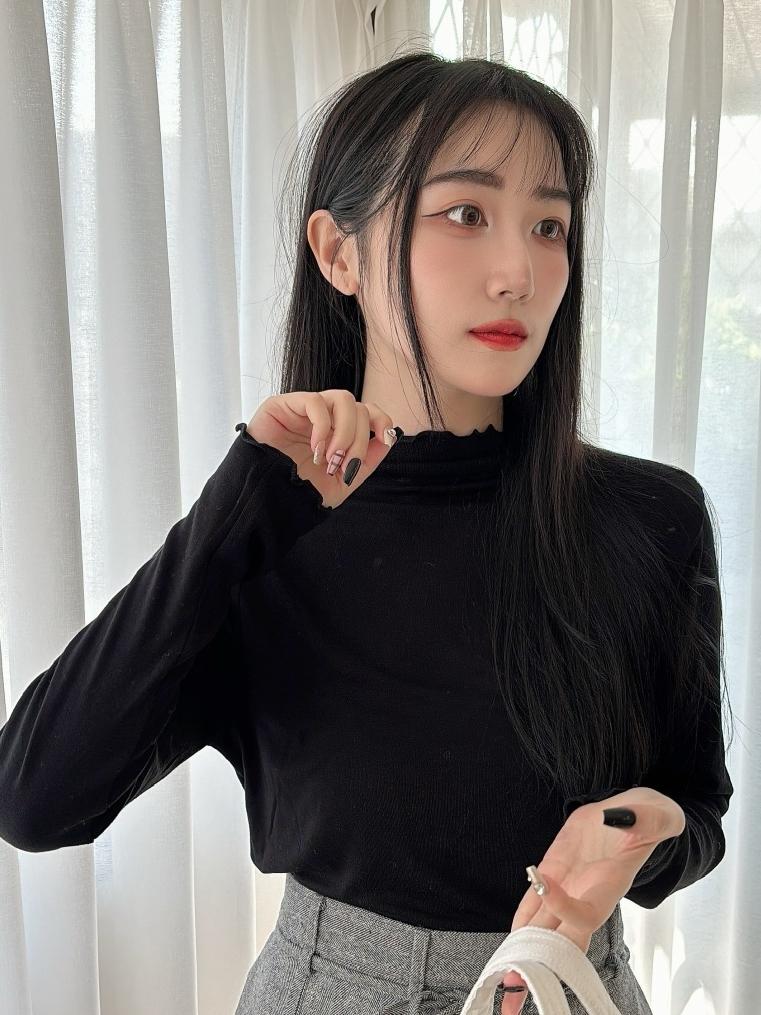 CLMA♡｜🇰🇷 Korea 軟軟QQ！木耳邊微高領內搭打底上衣 - 三色