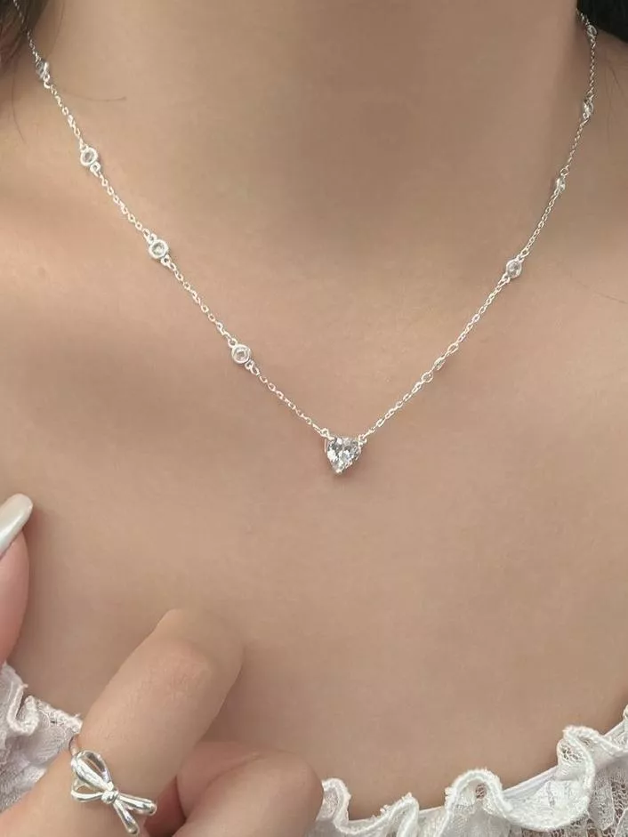 CLMA♡｜ 🇰🇷 Korea   Love you 3000 心形鋯石純銀項鍊