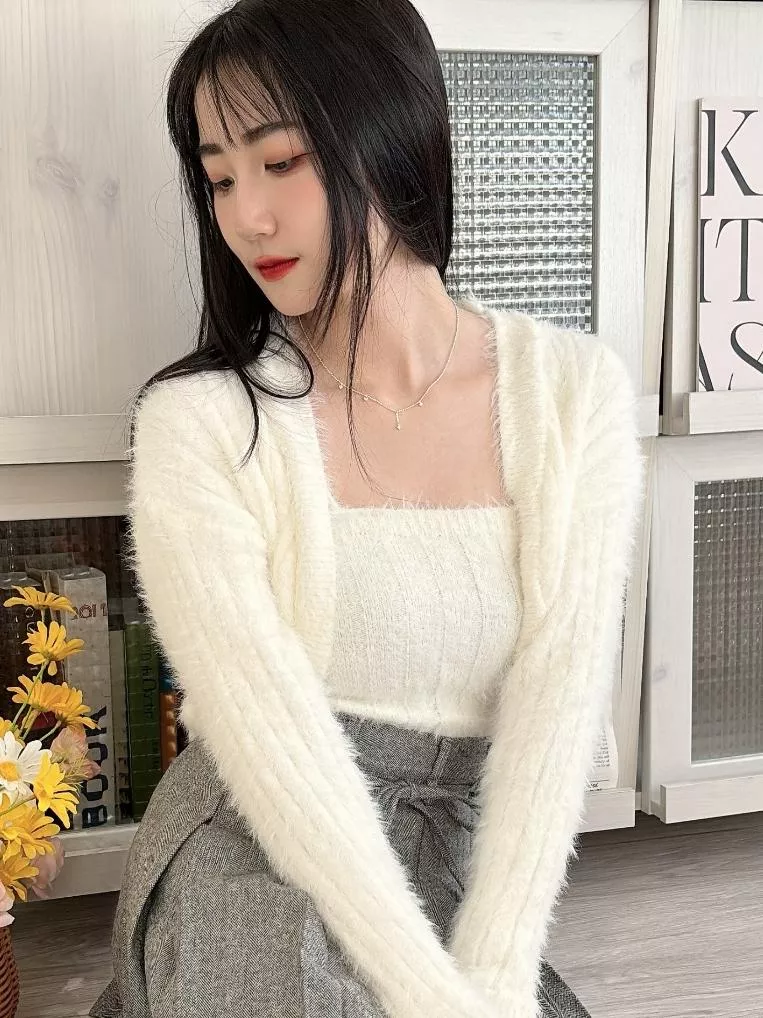 CLMA♡｜🇰🇷 Korea 軟糯麻糬♡  雙綁帶兩件式針織套裝 - 兩色