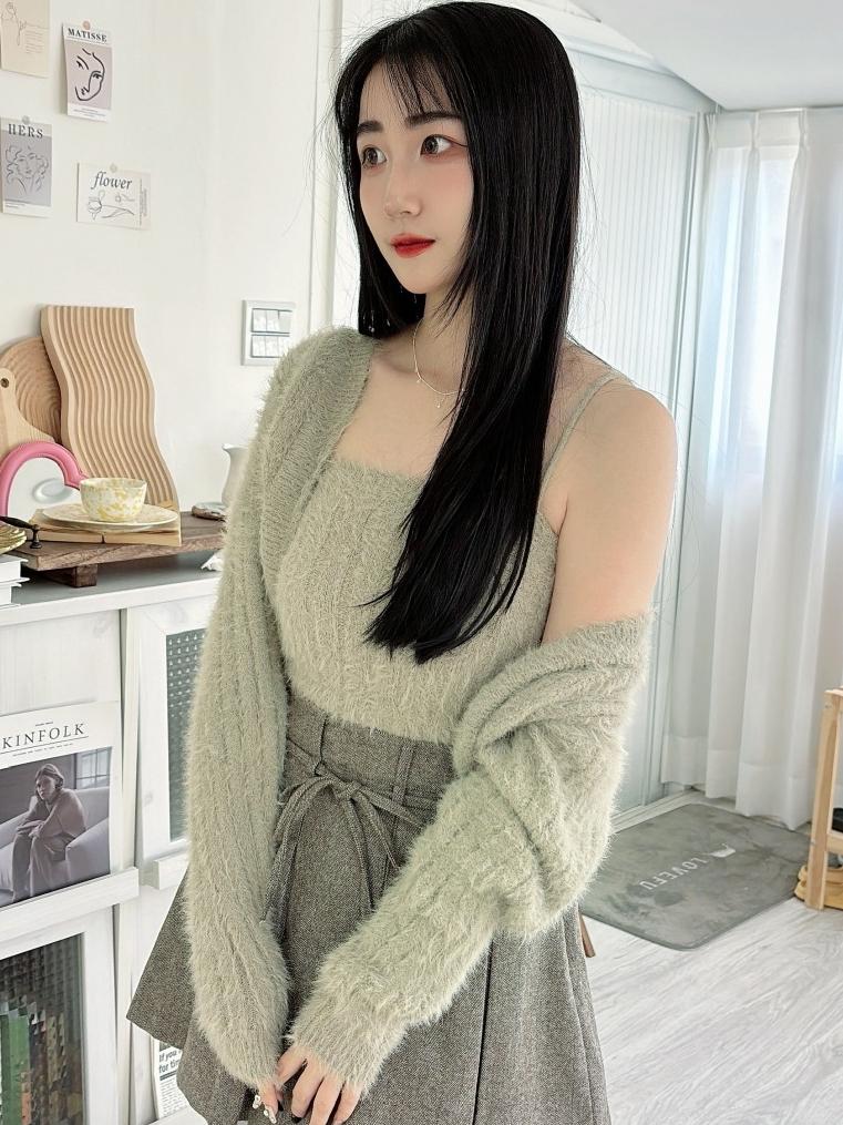 CLMA♡｜🇰🇷 Korea 軟糯麻糬♡  雙綁帶兩件式針織套裝 - 兩色