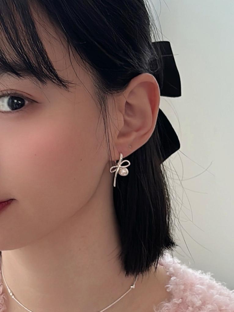 CLMA♡｜🇰🇷Korea 漂亮的她   純銀粗紐結珍珠耳針