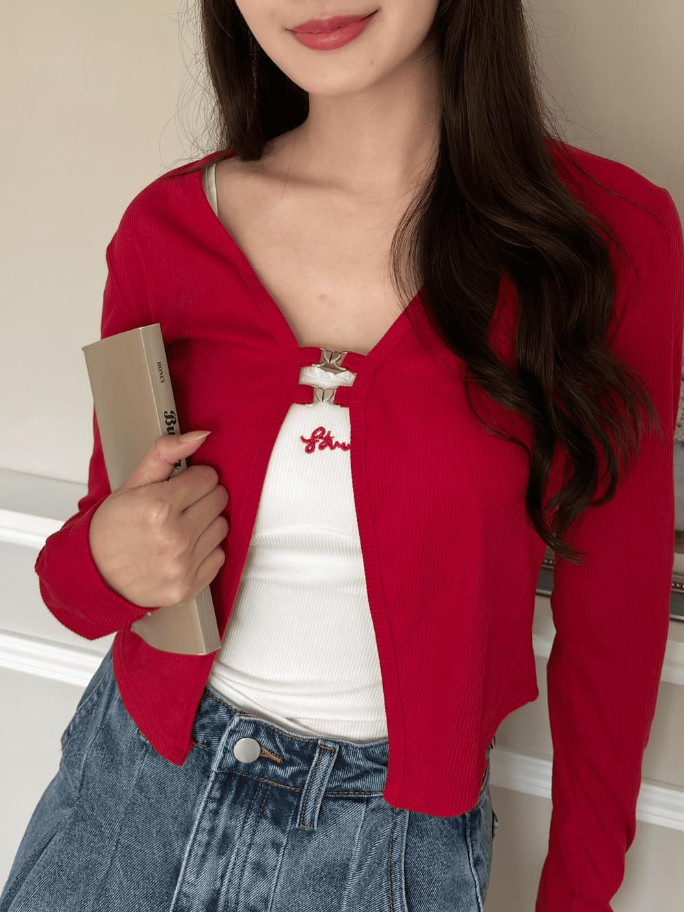CLMA♡｜🇰🇷Korea 蝴蝶結愛心釦可愛吊帶 Set