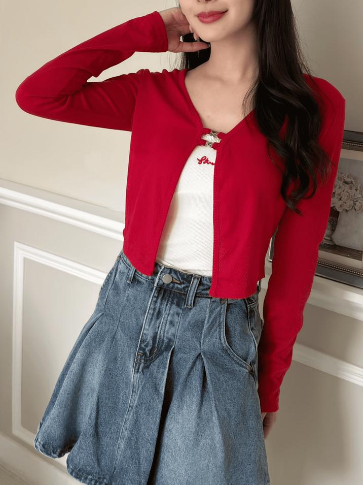 CLMA♡｜🇰🇷Korea 蝴蝶結愛心釦可愛吊帶 Set