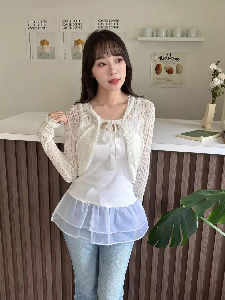 CLMA♡｜🇰🇷Korea 芭蕾風透網紗疊穿吊帶背心