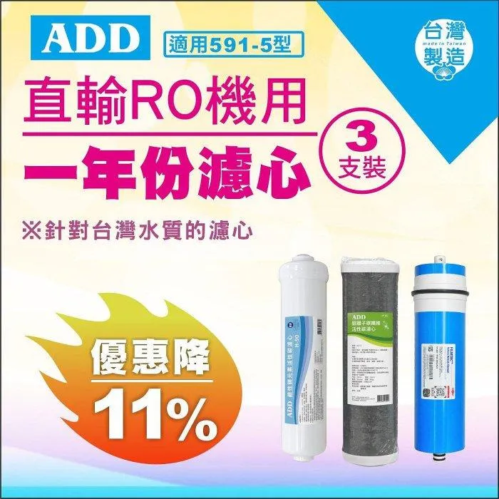 ▎591/191 系列RO用 ▎ADD-ACF-5銀離子碳纖維活性碳濾心+ ADD H-90鹼性鎂元素活性碳濾心【水易購淨水 新竹+竹北店】