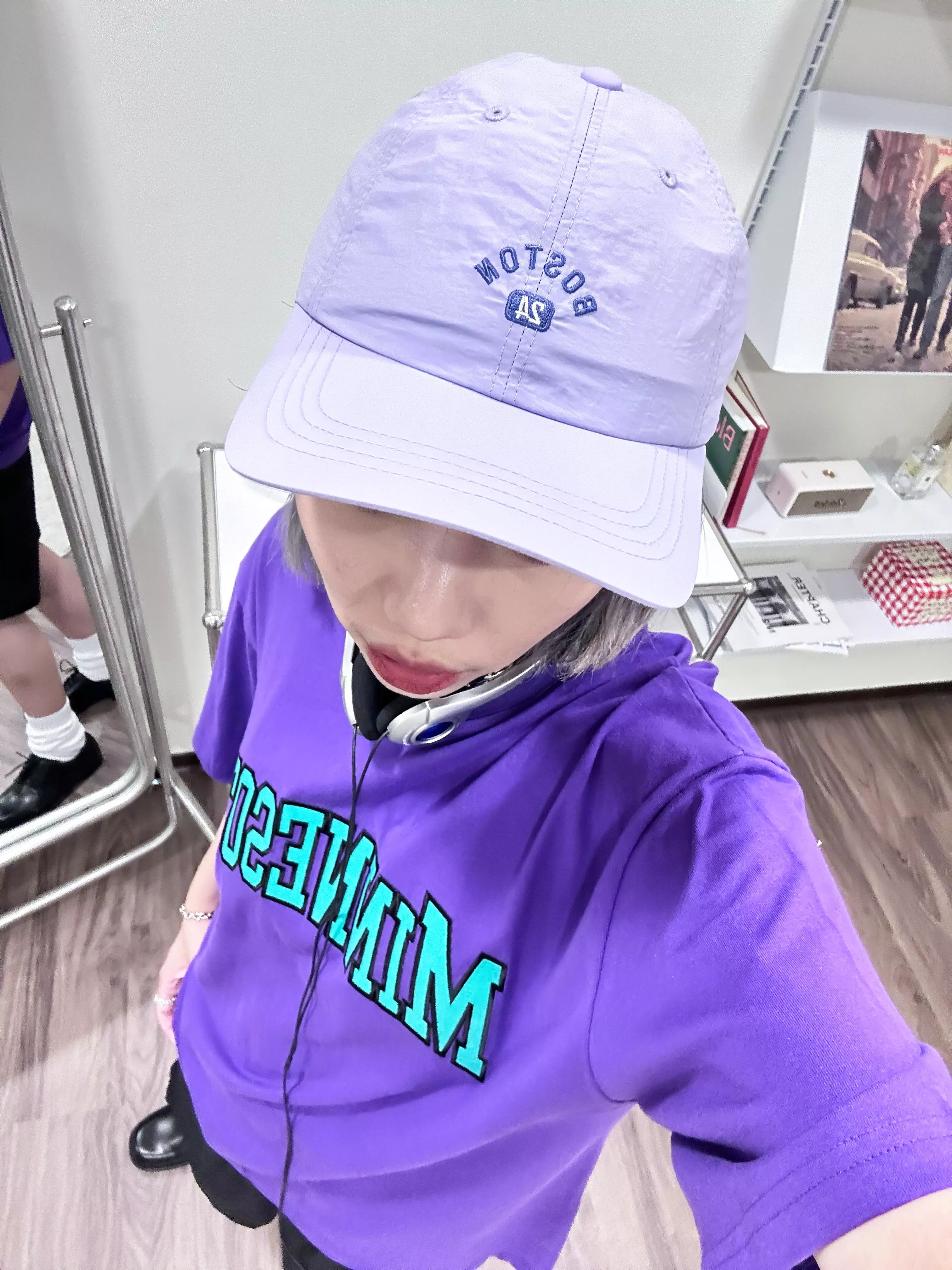 Korea 數碼薰衣草尼龍抽繩鴨舌帽