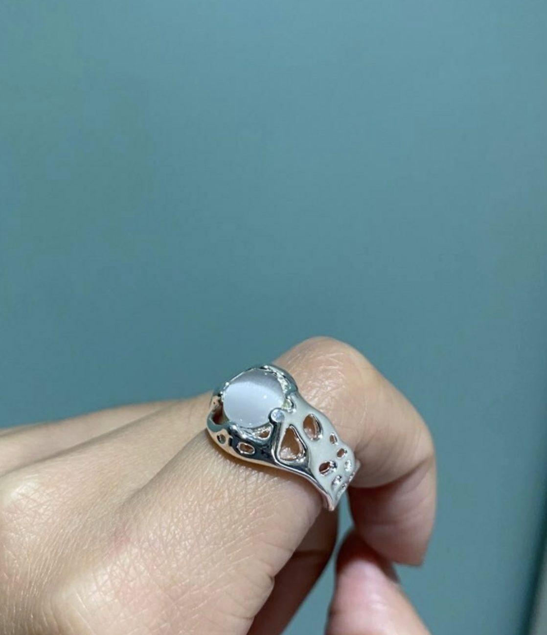 925silver 液感貓眼白玉戒指